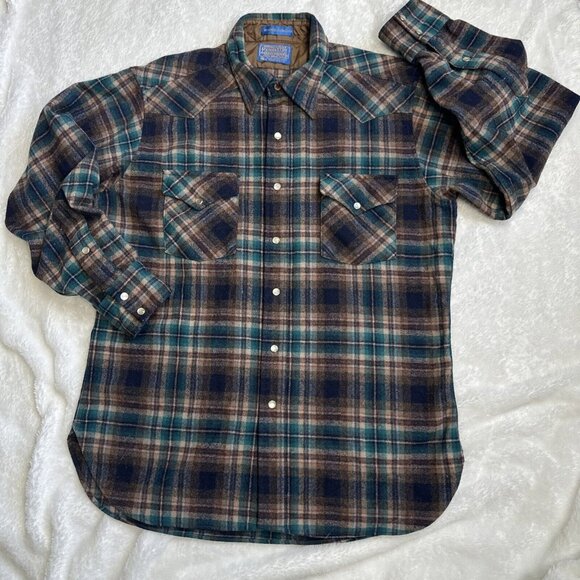 Pendleton Shirt Men's Large Long Board Work Wool Flannel Western Preppy Cowboy - Picture 1 of 12